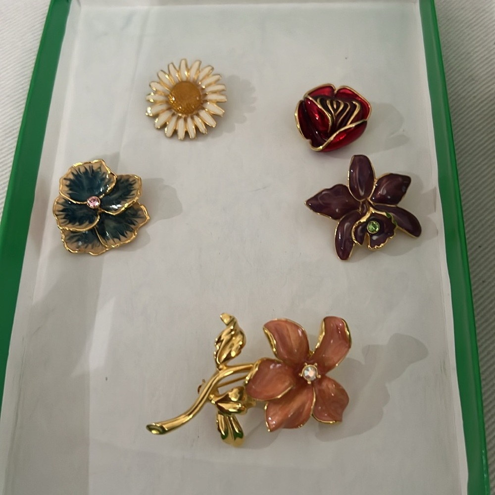 VINTAGE Joan Rivers pin set interchangeable Flower Collection - Picture 5 of 6